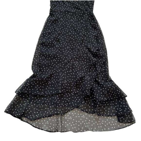 Miami Dress Black White Polka Dot Spaghetti Straps Ruffled Tiered Midi Small NEW - Picture 10 of 13
